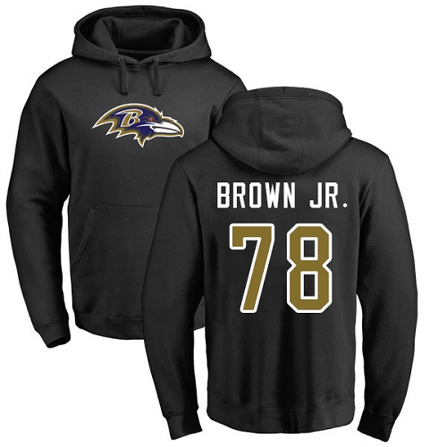 Men Baltimore Ravens Black Orlando Brown Jr. Name and Number Logo NFL Football #78 Pullover Hoodie Sweatshirt->baltimore ravens->NFL Jersey